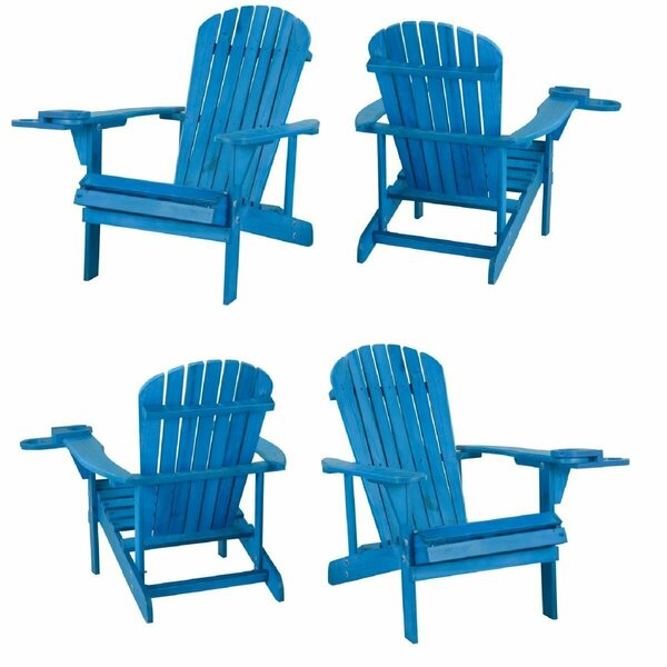 Bold Fontier Earth Collection Adirondack Chair with Phone & Cup Holder, Sky Blue - Set of 4 BO3275346